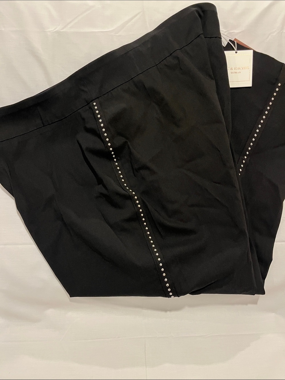 Zac & Rachel Black Slim Ankle Pants, size 24W, metal stud detail